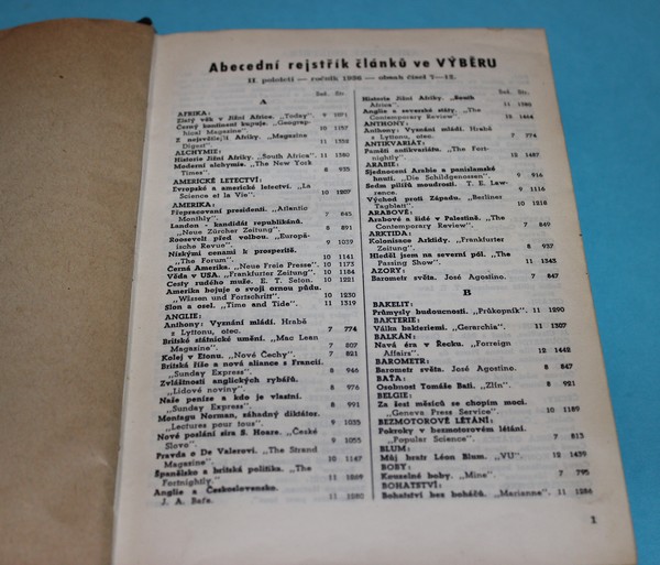 Výběr II. pololetí ročník 1936